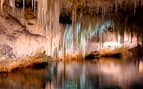 Beautiful cave interior with reflections in clear 