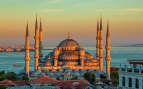 Blue Mosque in glorious sunset Istanbul Sultanahme