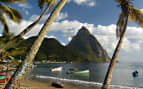 beach and palm trees in St. Lucia Carnival Cruises