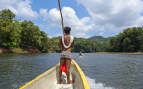 Embera Indian on a boat Carnival Cruises Pamana