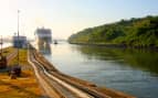 Cruise ship enters the Miraflores Lock in the Pana