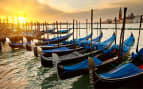 Gondolas sunrise Venice Italy