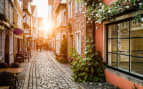 Historic Schnoorviertel at sunset in Bremen German