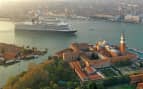 Cunard ship sails through Venice, Italy 