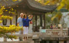 Tourists in a park in Hong Kong