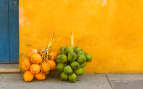 Fresh coconuts on the street in Cartagena Colombia