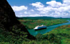 Ship sails through the Panama Canal