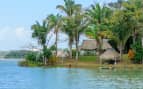 Indian fisherman shelter huts in the jungle along