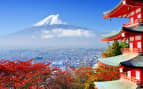 Mt Fuji with fall colors in Japan