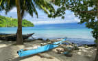 Polynesian outrigger in Fiji Oceania Cruises