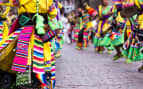 Peruvian dancers at the parade in Cusco Peru