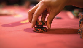 A stack of chips at Norwegian Spirit's Casino