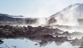 Steaming hot springs in Iceland