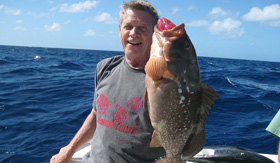 MSC Bermuda Cruise Charter Fishing, man with grouper