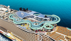 Slidecoaster wrapping around top deck of Norwegian Aqua