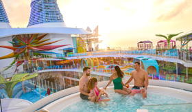 Couples enjoying hot tub on Star of the Seas