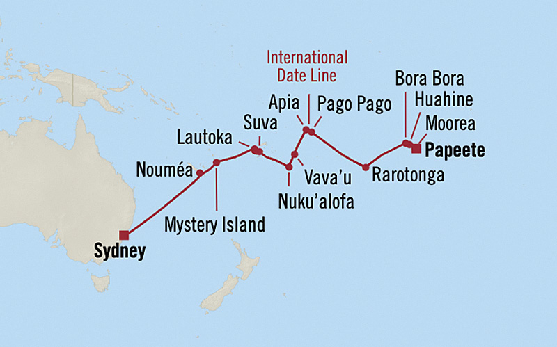 Map for 19-Day Fiji, Tonga, Samoa & French Polynesia Itinerary