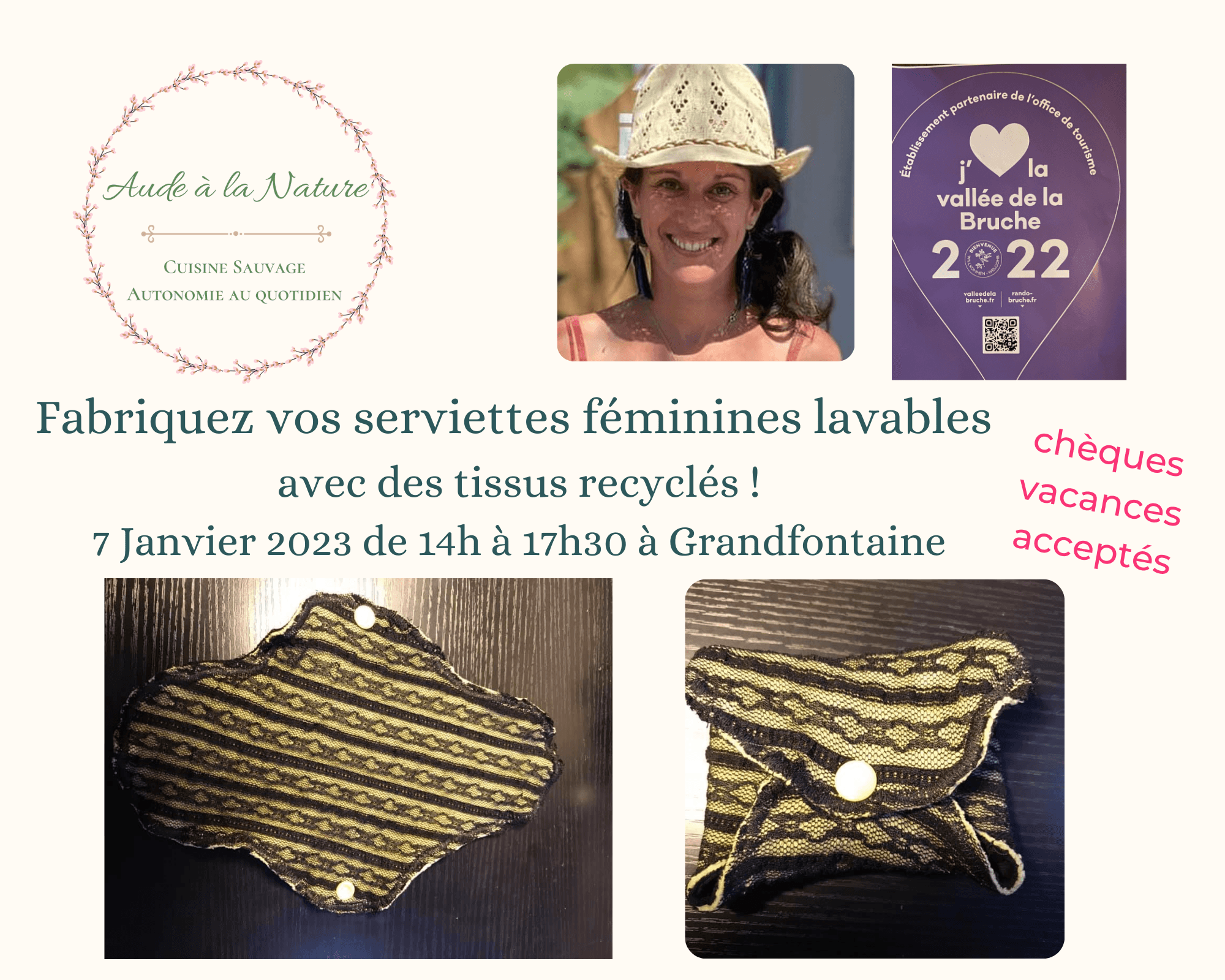 Atelier fabrication de serviettes féminines lavables en tissus recyclés