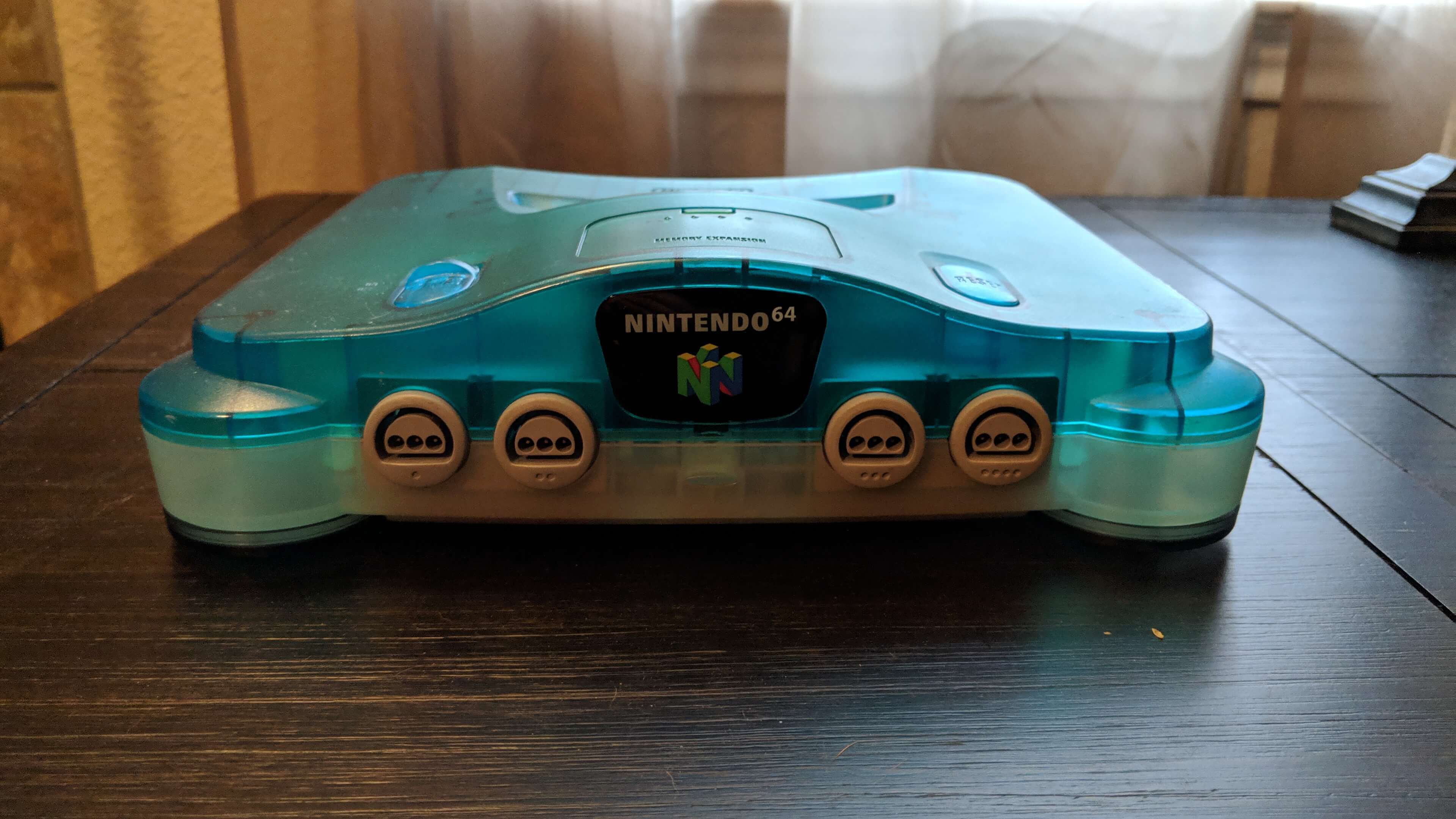 Japanese teal N64 region modded and RGB modded retro game console