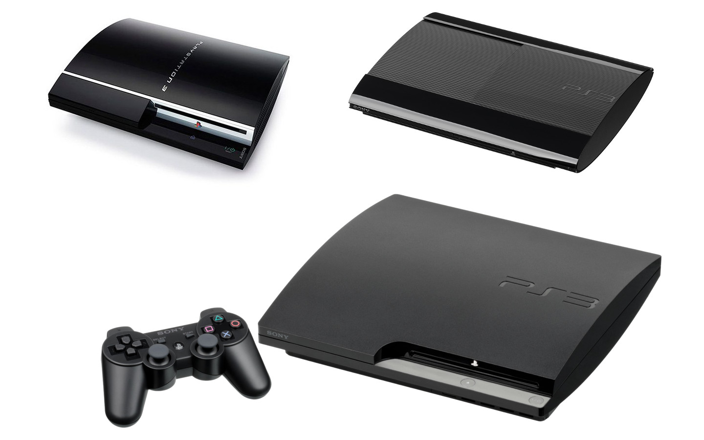 image of the 3 models of the Sony PlayStation 3 or PS3