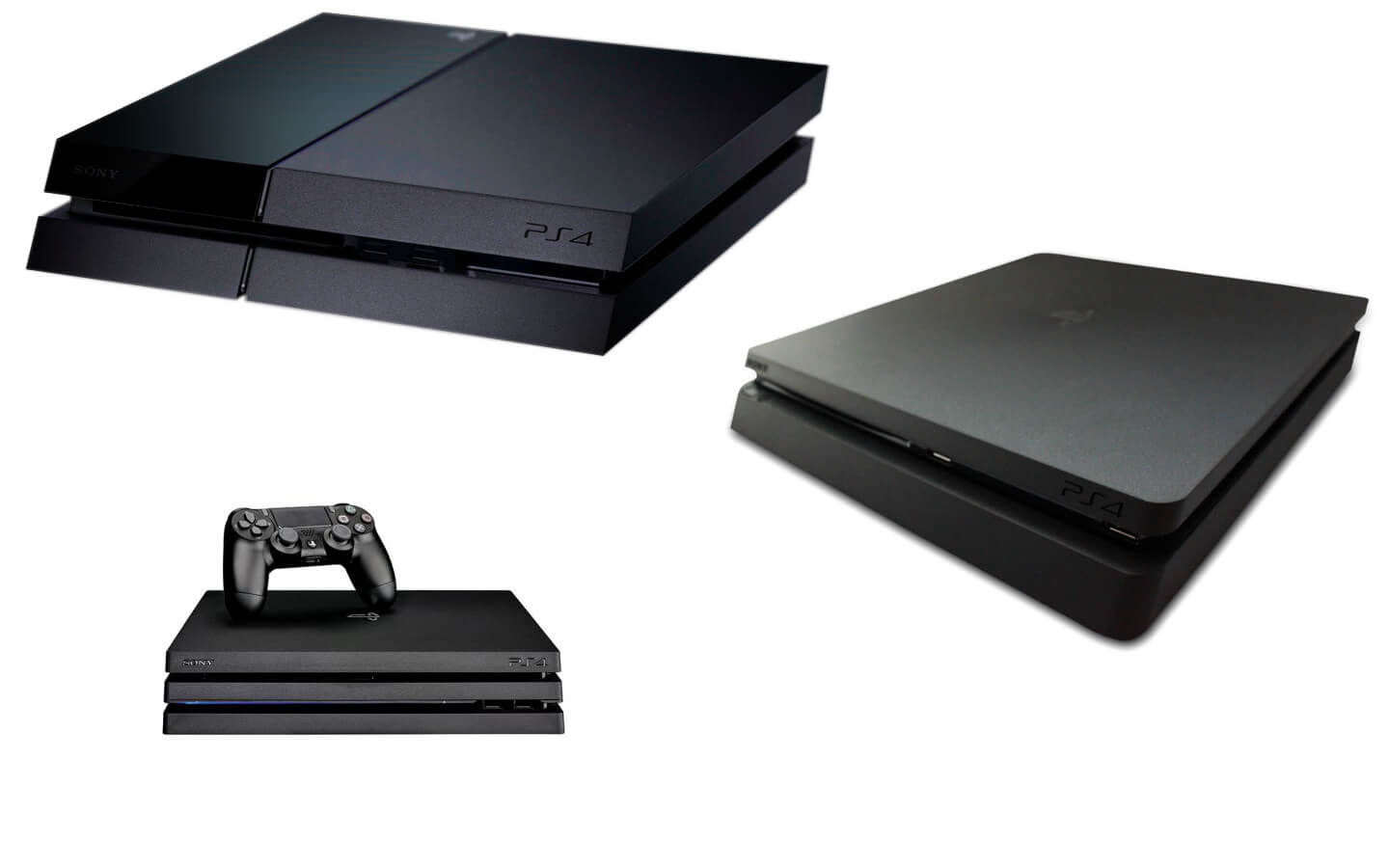 image of the PlayStation 4, PlayStation 4 Slim, and PlayStation 4 Pro