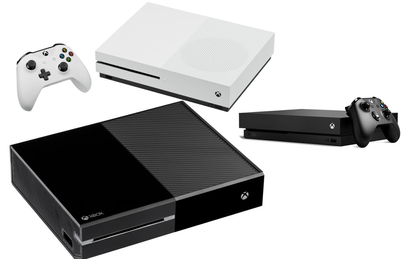 image of the Xbox One, Xbox One S, and Xbox One X