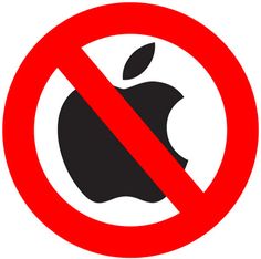 image of the Apple logo with a circle and line drawn through it