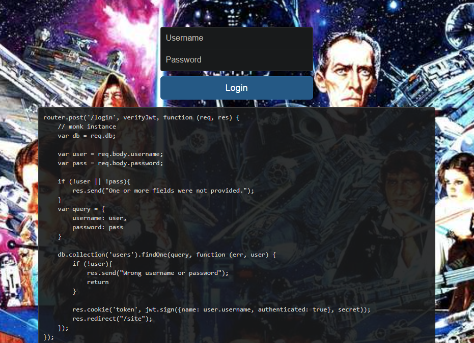 Application source code showing unsanitized input