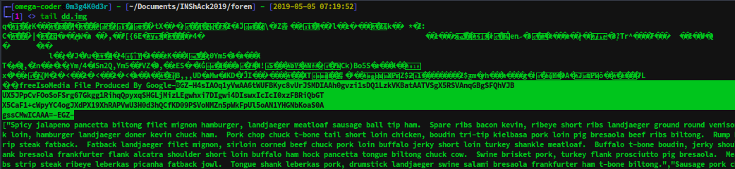 Base64 encoded string found at end of image
