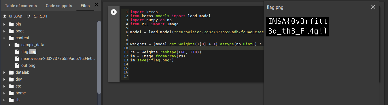 Colab solution — Keras weight visualization