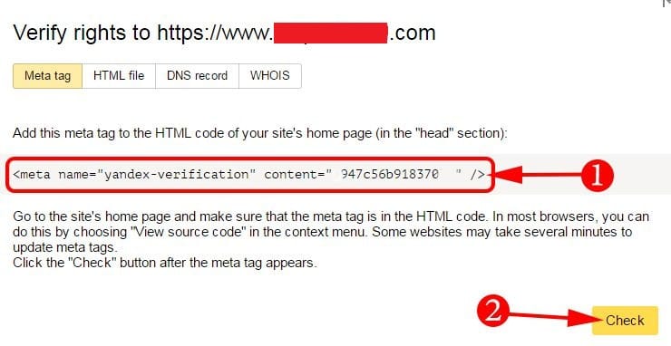 Yandex Site Address