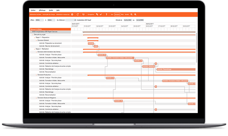 Logiciel Gestion à l'affaire - Diagramme de Gantt