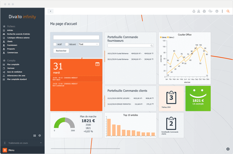 Interface accueil de Divalto infinity