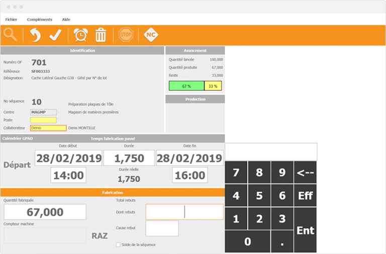 Saisie atelier ERP Divalto infinity