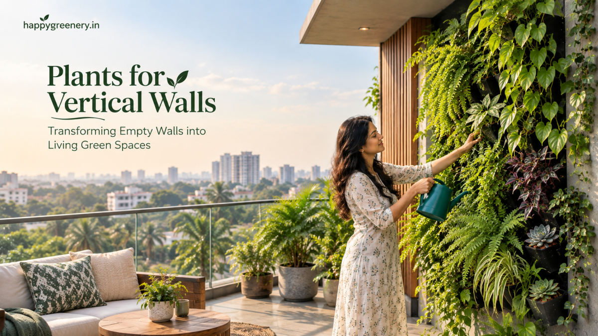 Stunning living green vertical wall installed on a Bengaluru apartment balcony - Happy Greenery