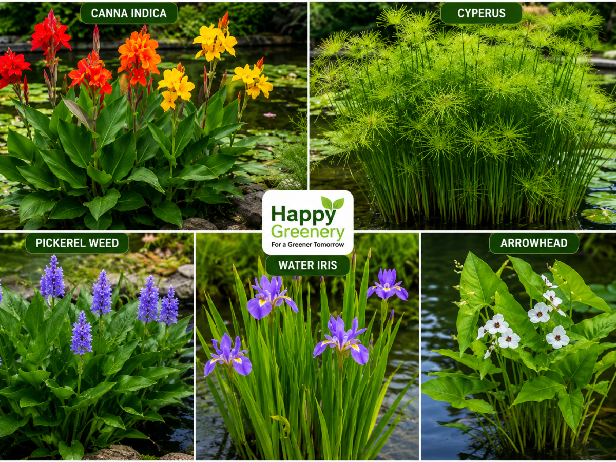Marginal pond plants canna indica and papyrus grass for Bengaluru home gardens