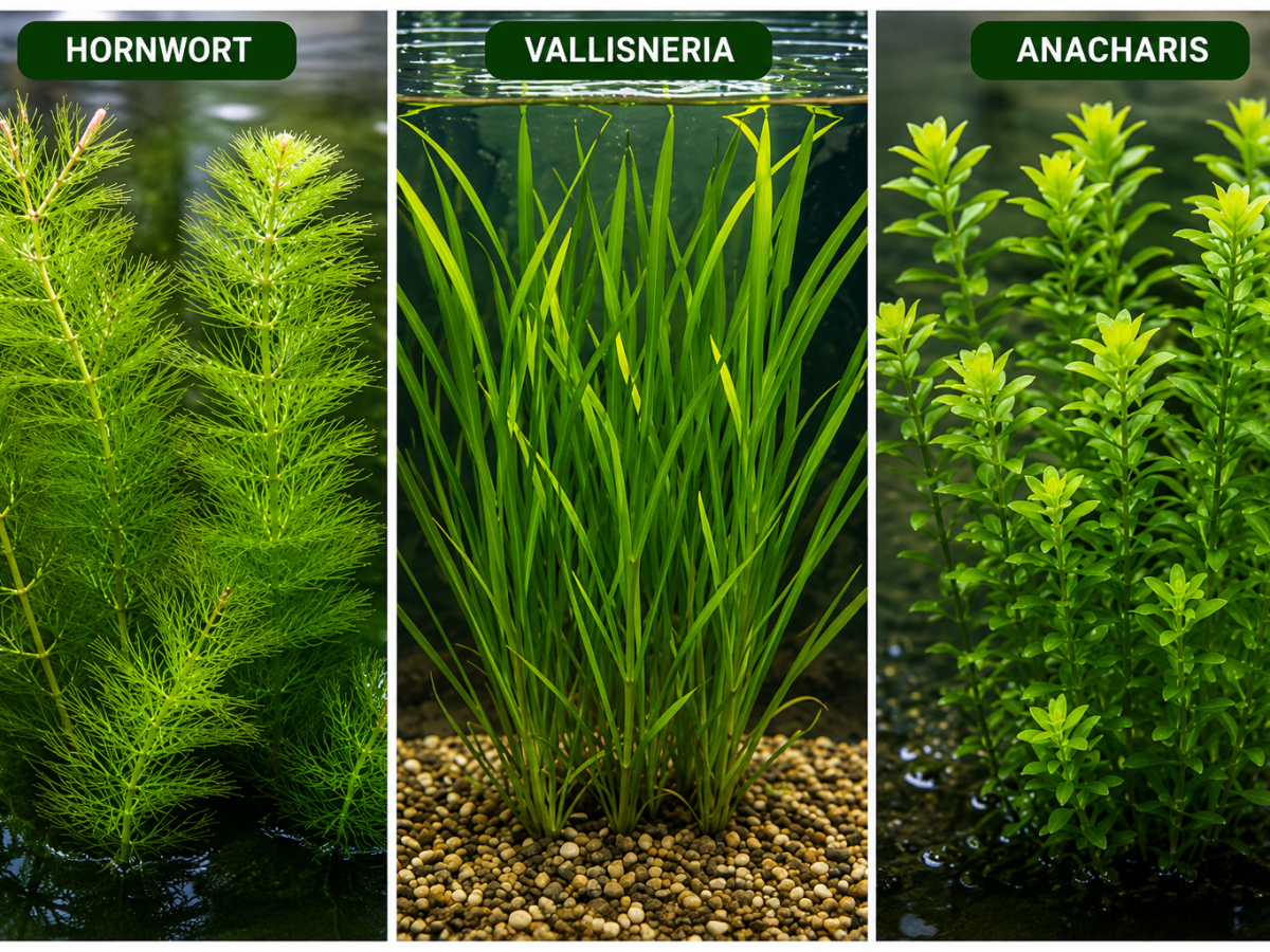 Submerged oxygenating pond plants hornwort and vallisneria for clean water