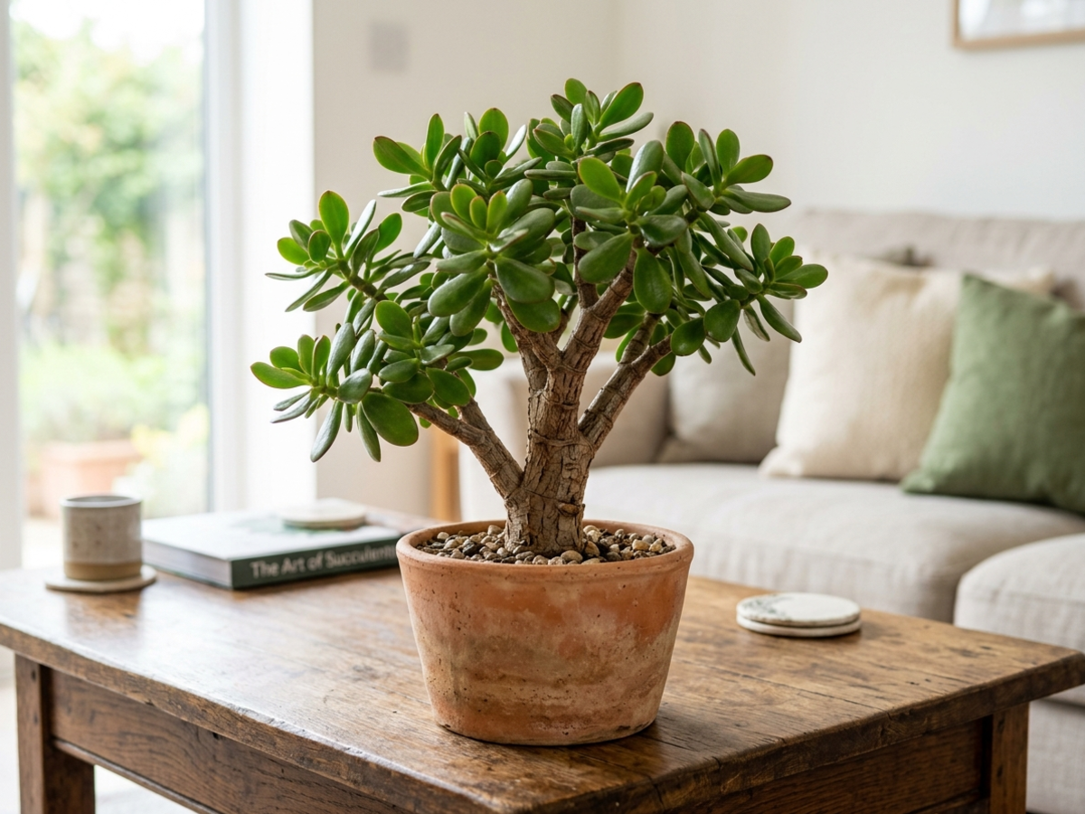 Jade plant Crassula ovata money succulent in a Bengaluru apartment - Happy Greenery