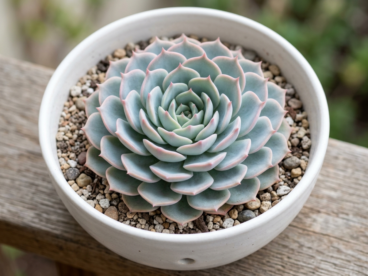 Echeveria elegans succulent rosette bowl on a Bengaluru balcony by Happy Greenery