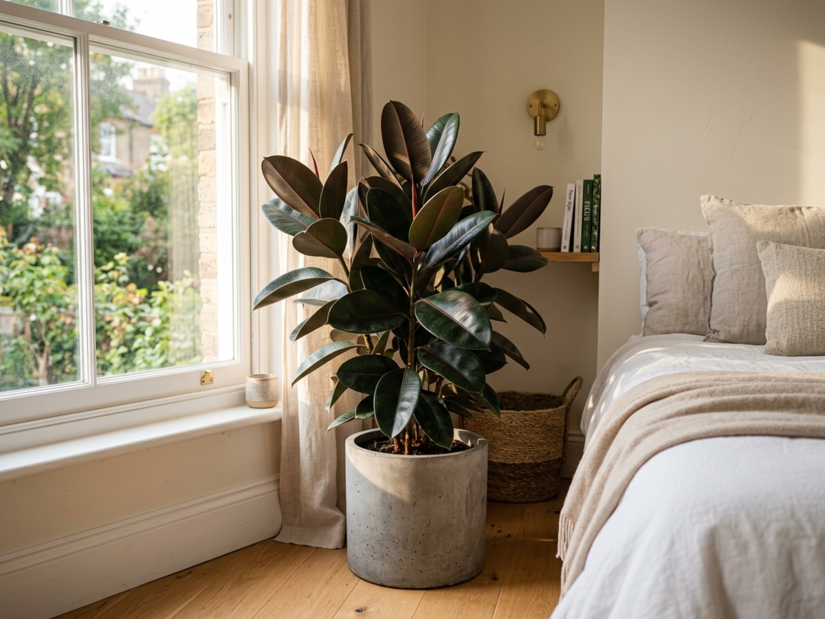 Rubber plant Ficus elastica bold bedroom plant in Bengaluru - Happy Greenery