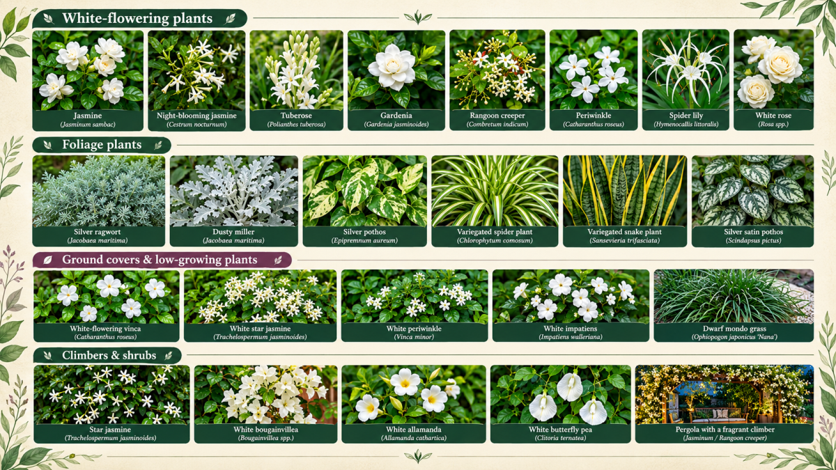 Botanical Guide to White-Flowering Plants: curated species reference guide for moonlight gardens - Happy Greenery