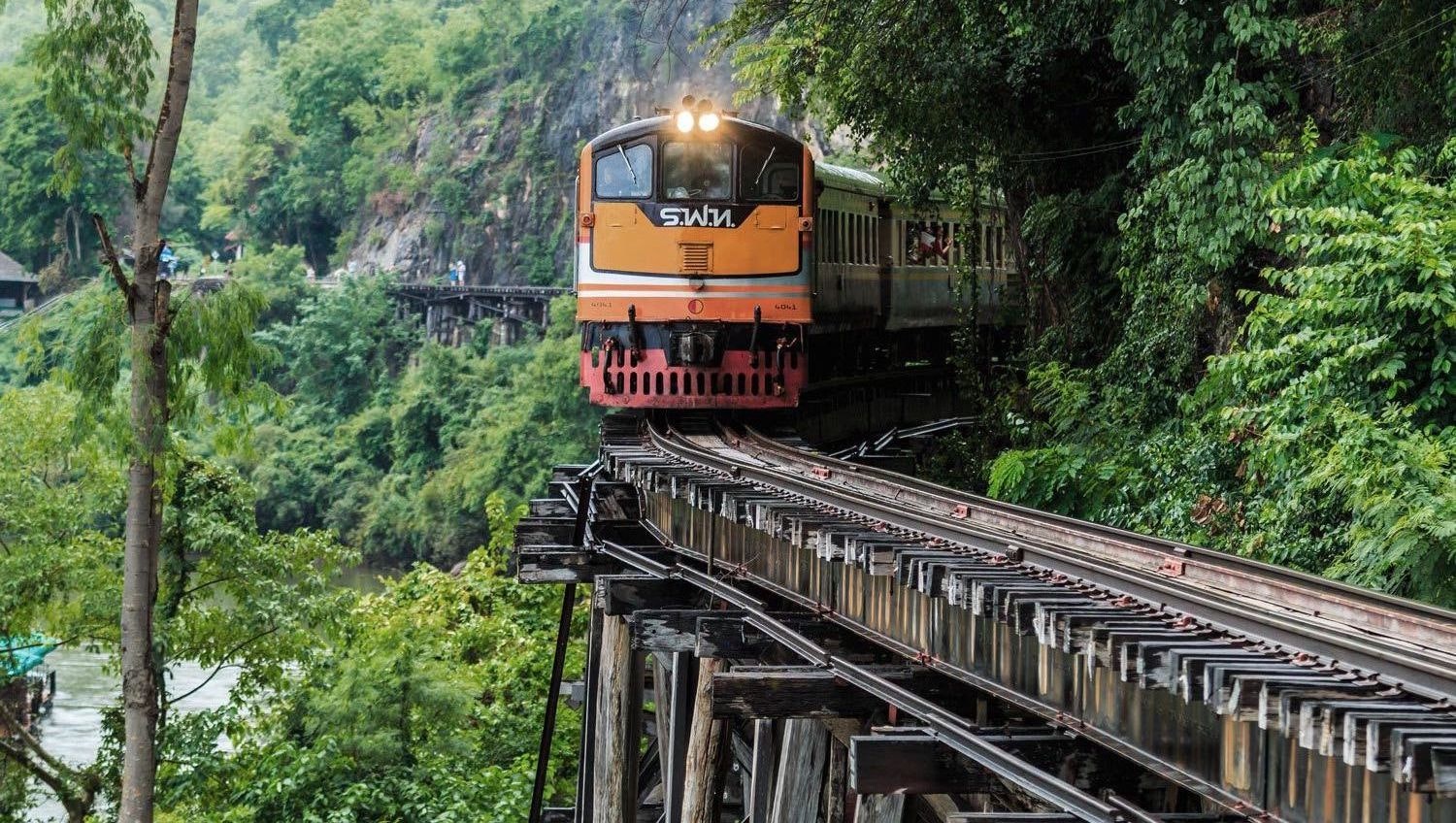 Nature vs History: Full Day Private Tour of Kanchanaburi including Death Railway Ride to Tham Krasae + Erawan Waterfalls