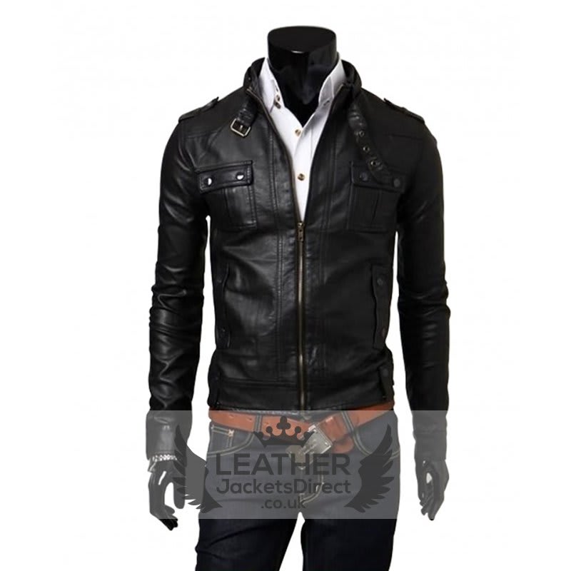slim fitting leather jacket