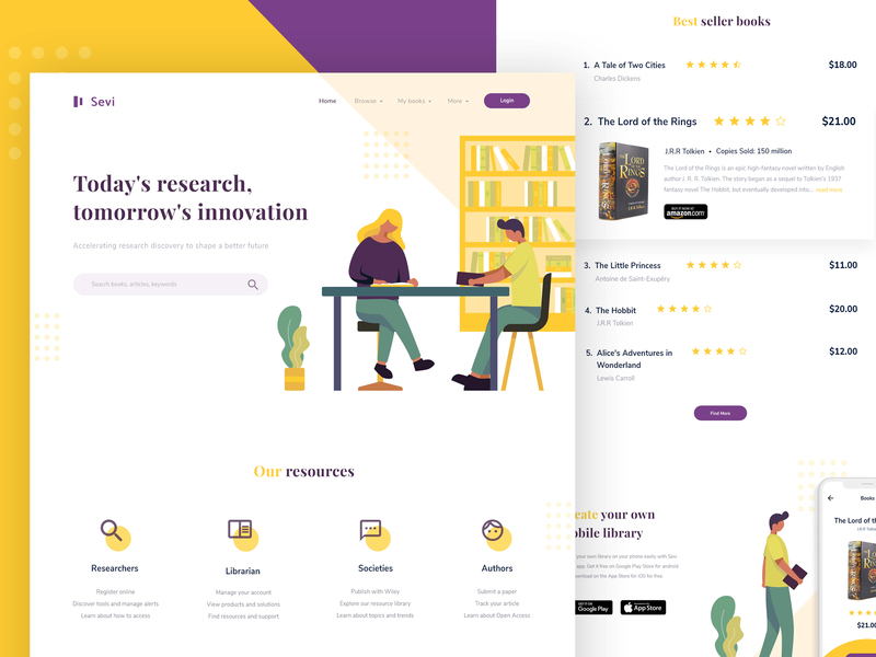 Sevi - Online Library Landing Page