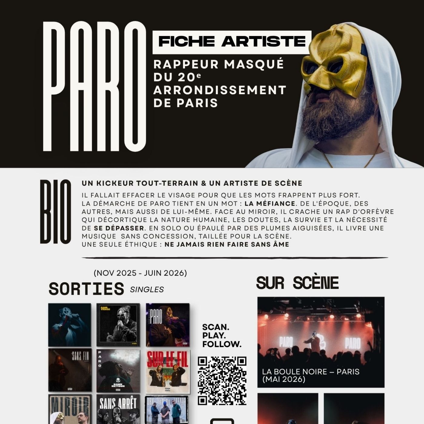 Fiche artiste - 1 page
