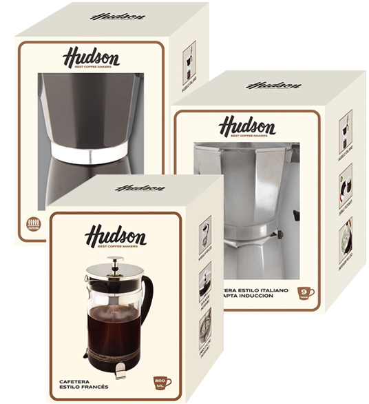 Cafetera 9 Tazas Hudson Aluminio Blanca Apta Induccion Bz3