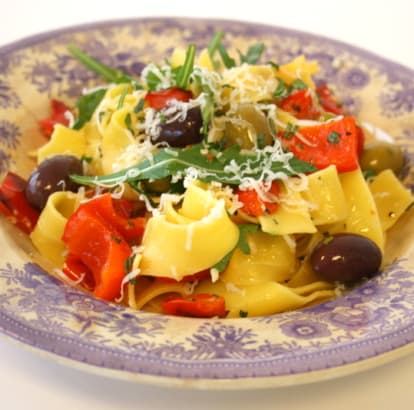 Mumsig pasta med getost, rostad paprika och rosmarin - Falbygdens -  Sveriges största provkök 