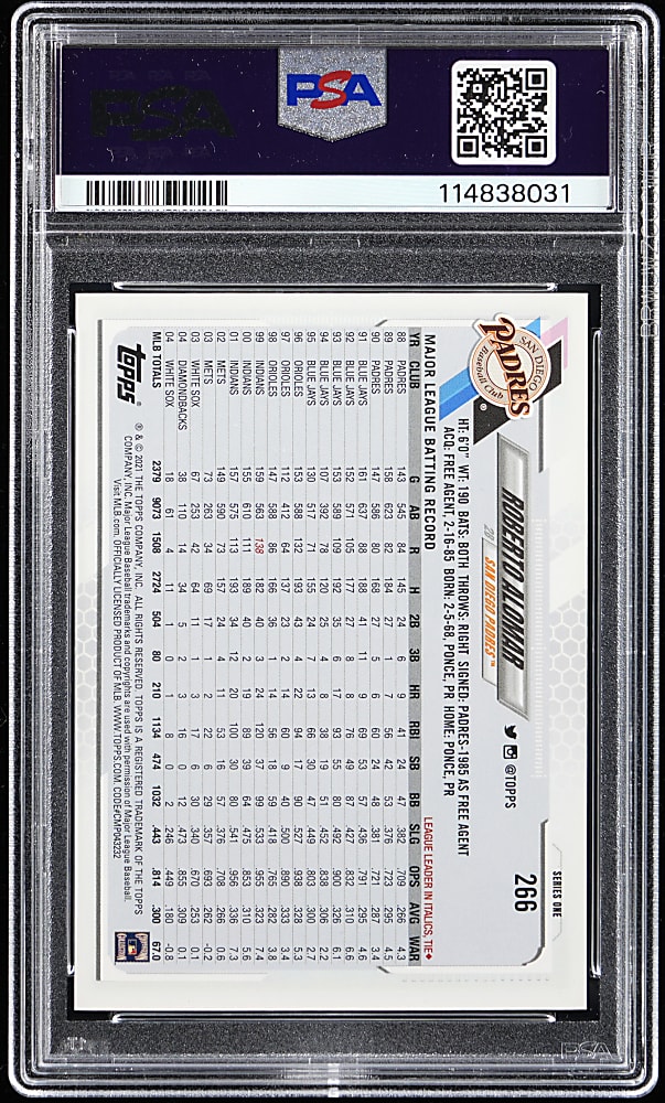 2021 Topps #266 Roberto Alomar Ultra Shortprint PSA GEM MINT 10