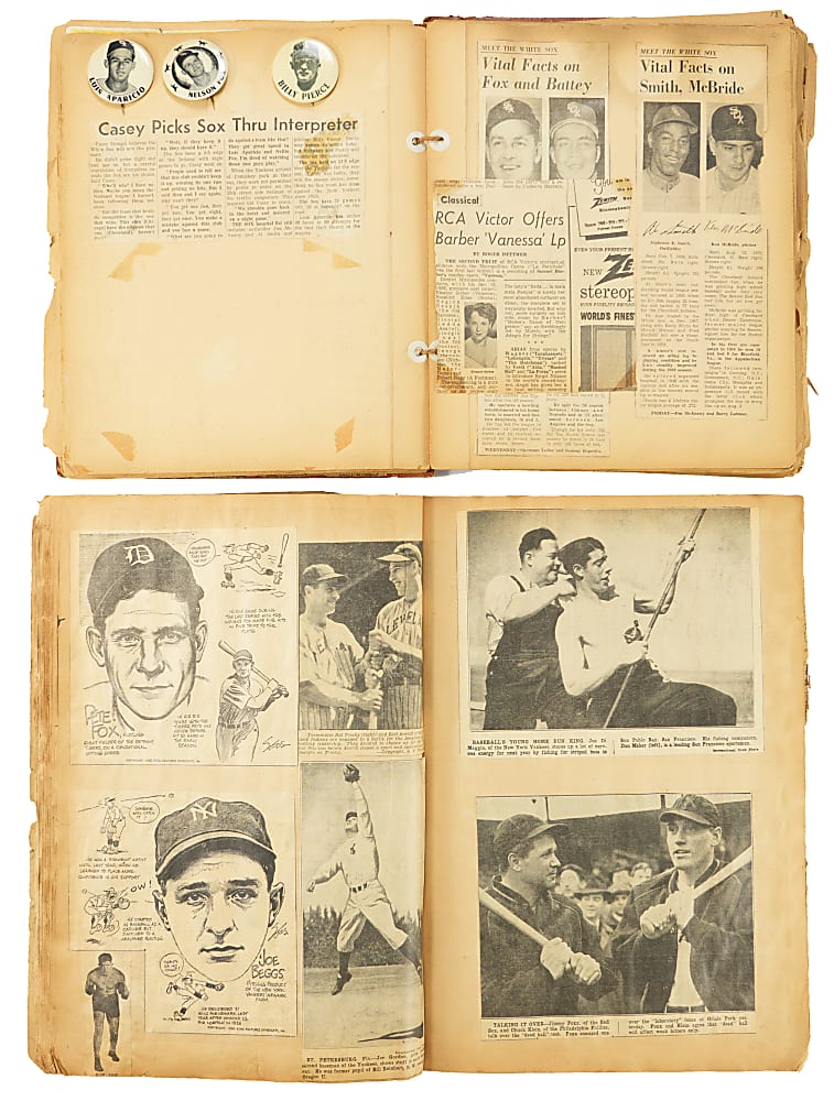 1940s-1960s Oversized Baseball/Multi-Sport Scrapbooks (3) - Loaded with Hall of Famers