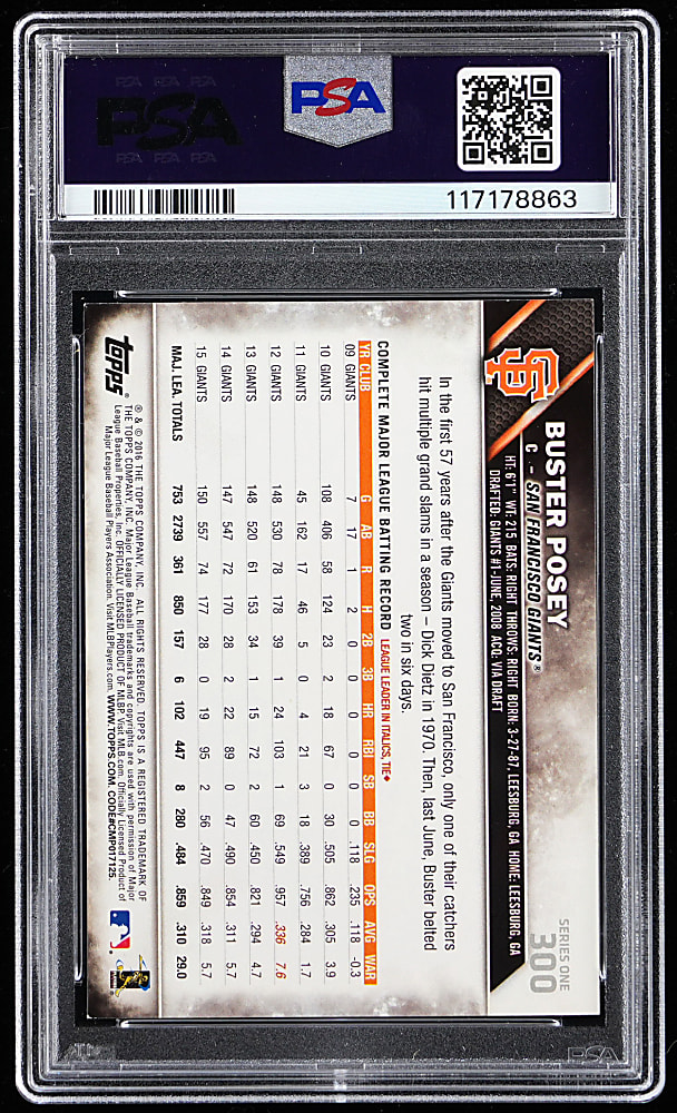 2016 Topps #300 Buster Posey Super Shortprint PSA NM 7